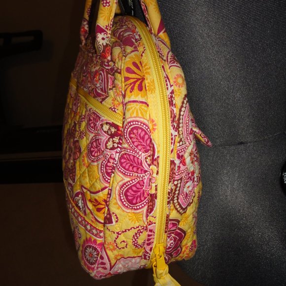 VERA BRADLEY Yellow & Red Quilted Large Cloth Tote Purse - Picture 6 of 8